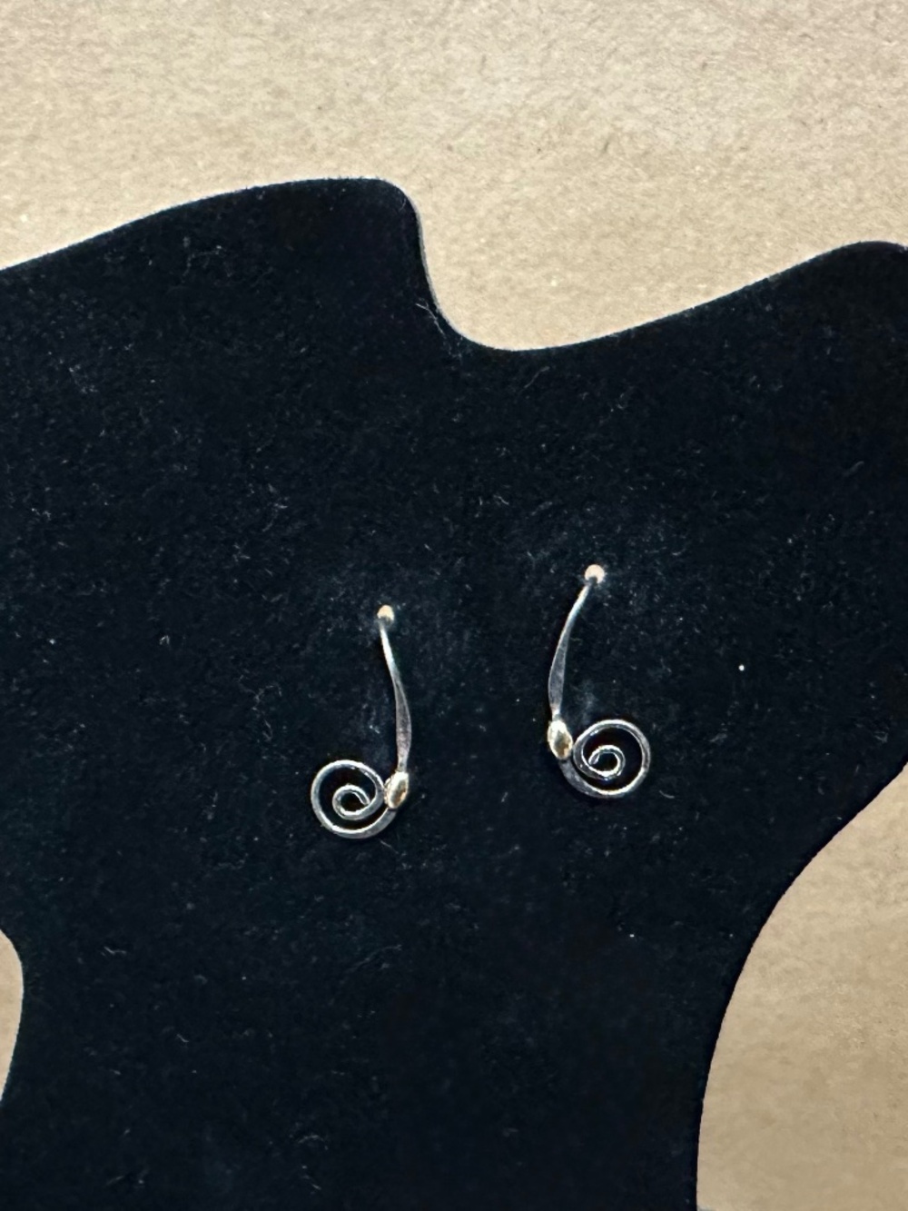 Spiral Drop Earrings - Silver w/ Gold-tone Accent